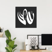 Minimalistische moderne zwart-wit abstracte kunst poster (Thuiskantoor)