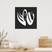 Minimalistische moderne zwart-wit abstracte kunst poster (Keuken)