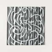 Minimalistische moderne zwart-wit abstracte kunst wandkleed (Voorkant (horizontaal))
