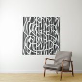 Minimalistische moderne zwart-wit abstracte kunst wandkleed (In Situ (horizontaal))
