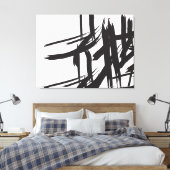 Minimalistische moderne zwart-wit abstracte muurku canvas afdruk (Insitu (Slaapkamer))