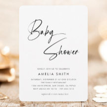 Minimalistische moderne zwart-wit baby shower