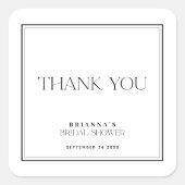 Minimalistische moderne zwart-wit bedankje vierkante sticker (Voorkant)