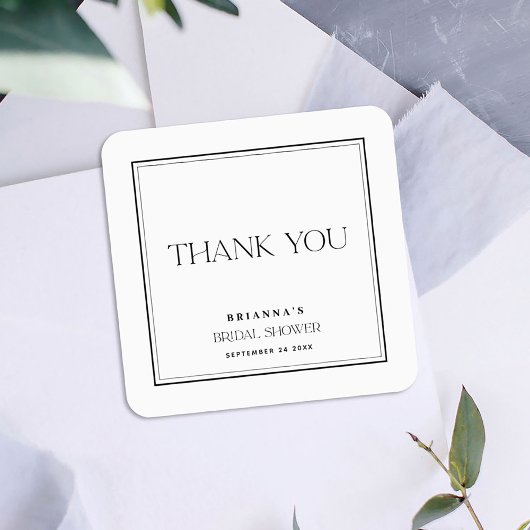 Minimalistische moderne zwart-wit bedankt vierkante sticker
