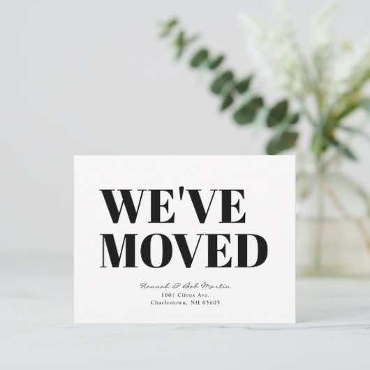 Minimalistische moderne zwart-wit bewegende aankondigingskaart (Staand voorkant)