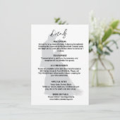 Minimalistische moderne zwart-wit bruiloft details informatiekaartje (Staand voorkant)