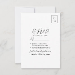 Minimalistische moderne zwart-wit bruiloft RSVP
