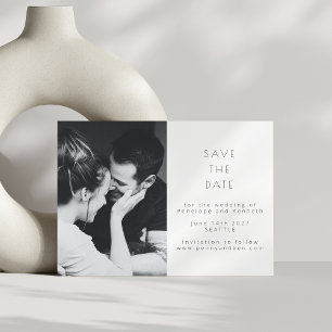 Minimalistische moderne zwart-wit Casual foto Save The Date
