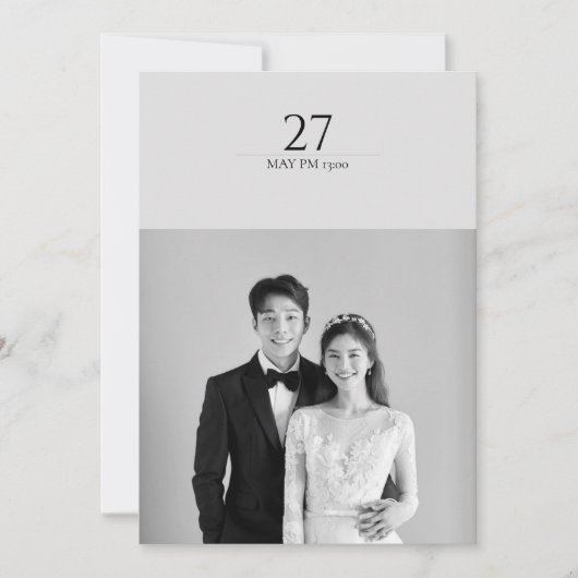 Minimalistische moderne zwart-wit eenvoudige bruil kaart (Voorkant)