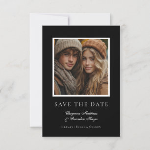 Minimalistische moderne zwart-wit elegante foto save the date