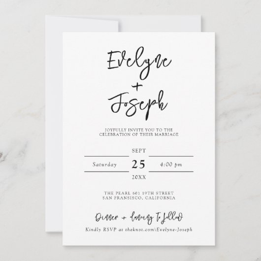 Minimalistische moderne zwart-wit foto Boho bruilo Kaart (Voorkant)