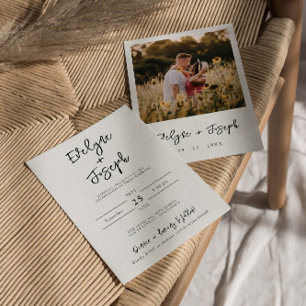 Minimalistische moderne zwart-wit foto Boho bruilo Kaart