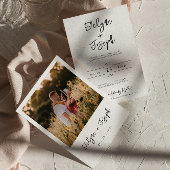 Minimalistische moderne zwart-wit foto Boho bruilo Kaart