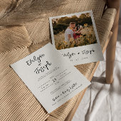 Minimalistische moderne zwart-wit foto Boho bruilo Kaart