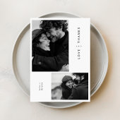 Minimalistische moderne zwart-wit foto bruiloft bedankkaart