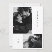 Minimalistische moderne zwart-wit foto bruiloft bedankkaart (Voorkant)
