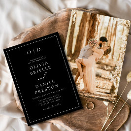 Minimalistische moderne zwart-wit foto bruiloft kaart