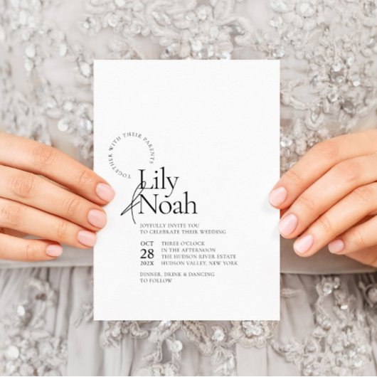 Minimalistische moderne zwart-wit foto bruiloft kaart