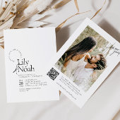 Minimalistische moderne zwart-wit foto bruiloft kaart