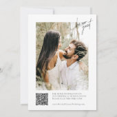 Minimalistische moderne zwart-wit foto bruiloft kaart (Achterkant)