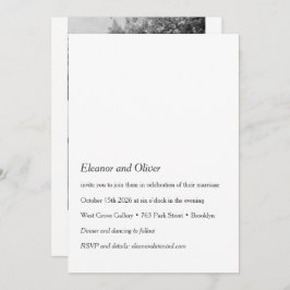 Minimalistische Moderne Zwart Wit Foto QR Huwelijk Kaart