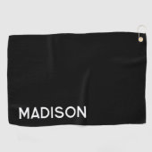 Minimalistische moderne zwart wit gepersonaliseerd golfhanddoek (Horizontaal)