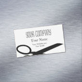 Minimalistische moderne zwart-wit haarstylist, magnetisch visitekaartje (Voorbeeld)