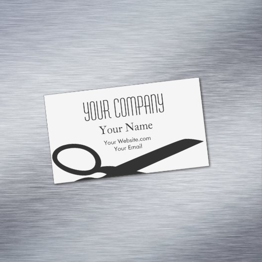 Minimalistische moderne zwart-wit haarstylist, magnetisch visitekaartje (Voorbeeld)