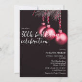 Minimalistische moderne zwart-wit kerstverjaardag kaart (Voorkant)