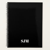 Minimalistische moderne zwart-wit monogram initial planner (Voorkant)