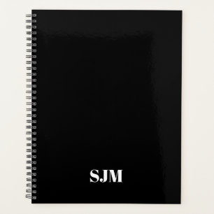 Minimalistische moderne zwart-wit monogram initial planner