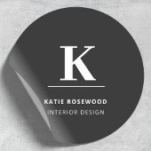 Minimalistische moderne zwart-wit monogram ronde sticker