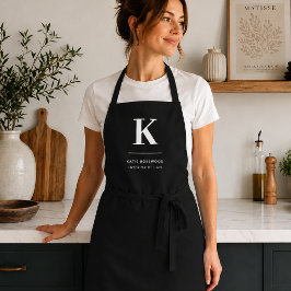 Minimalistische moderne zwart-wit monogram schort