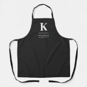 Minimalistische moderne zwart-wit monogram schort (Voorkant)