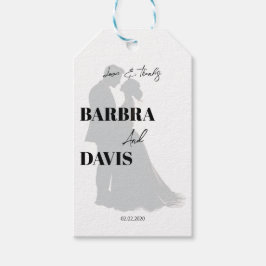 Minimalistische moderne zwart-wit paar silhouet cadeaulabel
