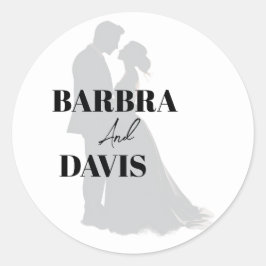 Minimalistische moderne zwart-wit paar silhouet ronde sticker