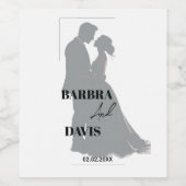 Minimalistische moderne zwart-wit paar silhouet wijn etiket (Enkel label)