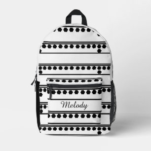 Minimalistische moderne zwart-wit retro bloemen bedrukte rugzak