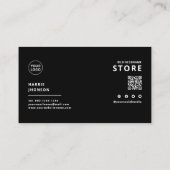 Minimalistische moderne zwart-wit scanbaar visitekaartje (Achterkant)