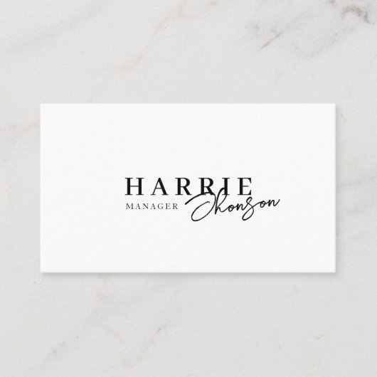 Minimalistische moderne zwart-wit scanbaar visitekaartje (Voorkant)