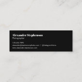 Minimalistische moderne zwart wit schone foto mini visitekaartje (Achterkant)