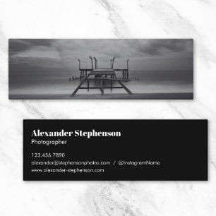 Minimalistische Moderne Zwart Wit Schone Foto Mini Visitekaartje