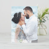 Minimalistische moderne zwart-wit trouwfoto bedankkaart (Staand voorkant)