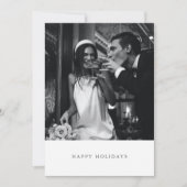 Minimalistische moderne zwart wit twee foto bruilo feestdagenkaart (Voorkant)