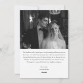 Minimalistische moderne zwart wit twee foto bruilo feestdagenkaart (Achterkant)