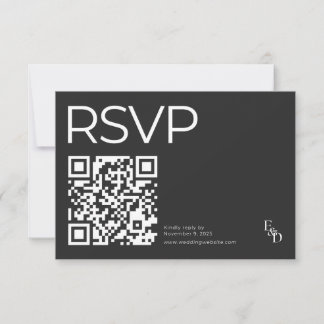 Minimalistische moderne zwart-wit typografie RSVP kaartje