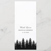 Minimalistische Moderne Zwart Wit Winter Trouwtafe Menu (Achterkant)