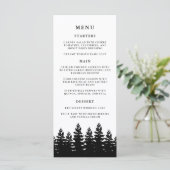 Minimalistische Moderne Zwart Wit Winter Trouwtafe Menu (Staand voorkant)
