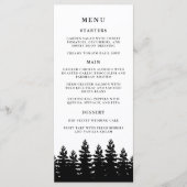 Minimalistische Moderne Zwart Wit Winter Trouwtafe Menu (Voorkant)