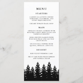Minimalistische Moderne Zwart Wit Winter Trouwtafe Menu